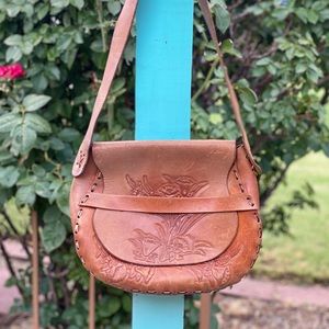 Handmade Leather Western Floral Shoulder Bag